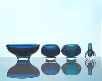 Modern Scandinavian Sommerso Glass by Mona Morales, 1960s, Set of 4.  Shipping and New US tariff included in the price