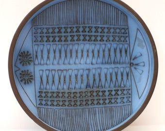 Vintage Alingsås Keramik Bowl: Scandinavian Mid-century Modern Blue Ceramic Plate, Shipping and New US tariff included in the price