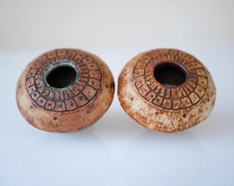 Bernard Rooke Mid-Century Modern miniature Brutalist Art Pottery Vases. Shipping and New US tariff included in the price