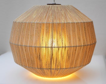 Mid-century modern ceiling pendant lamp, a shade made of sisal and fabric which will soften the light giving a nice ambience. Free delivery