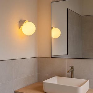 Scandinavian modern sconce a Classic vintage design bathroom lamp with a white porcelain base and opal glass Classic Nordic Retro & interior