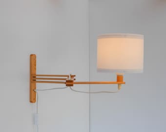 Mid-Century Modern Accordion Wall Sconce, Scandinavian Wooden Swing Arm Lamp US plug option Shipping and New US tariff included in the price