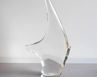 Mid-Century modern art glass shaped as a large fish from the 1970s. Ronneby glass works, Sweden