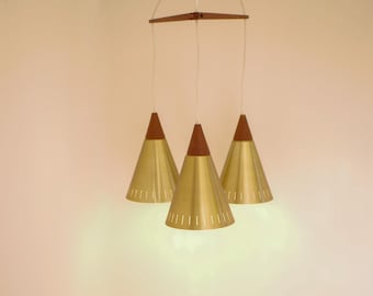 Hans Agne Jakobsson teak and metal pendant lamp Classic Scandinavian Mid-century modern light from Markaryd. New US tariff incl in the price