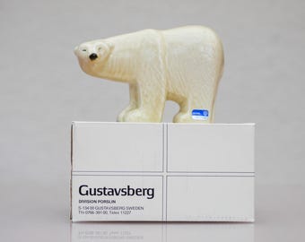 Polar Bear Figurine in Glazed Stoneware by Lisa Larson for Gustavsberg. Shipping and New US tariff included in the price with original box