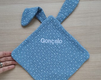 Doudou personalizado, edredom de bebê, edredom de gaze dupla, Lapin doudou