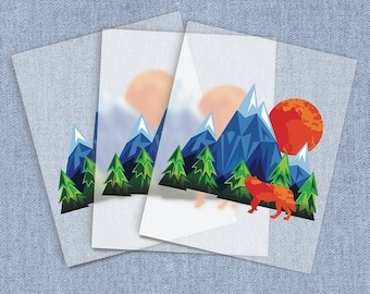 Wildlife DTF Heat Transfer, Geometric Wolf Direct-To-Film Iron-on Transfer, Full Color Ready To Press Heat Transfers for T-shirts