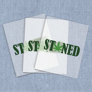 Stoned DTF Heat Transfer, Pot Leaf Iron-on Transfer, Direct-To-Film Home Iron Full Color Transfers Ready To Press, Weed DIY Craft Iron Ons