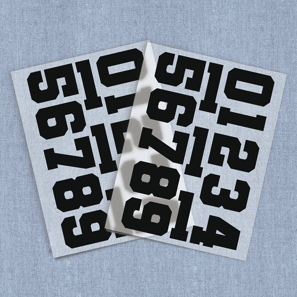 Cutup Numbers DTF Heat Transfer, Varsity Numbers Direct-To-Film Iron-on Transfer, Full Color Ready To Press Heat Transfers for T-shirts