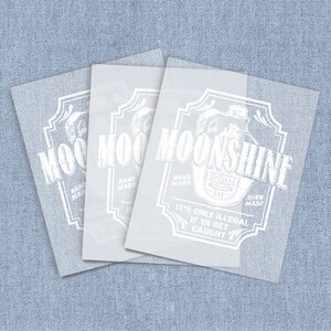 Pop Culture DTF Heat Transfer, Moonshine Whiskey Direct-To-Film Iron-on Transfer, Full Color Ready To Press Heat Transfers for T-shirts