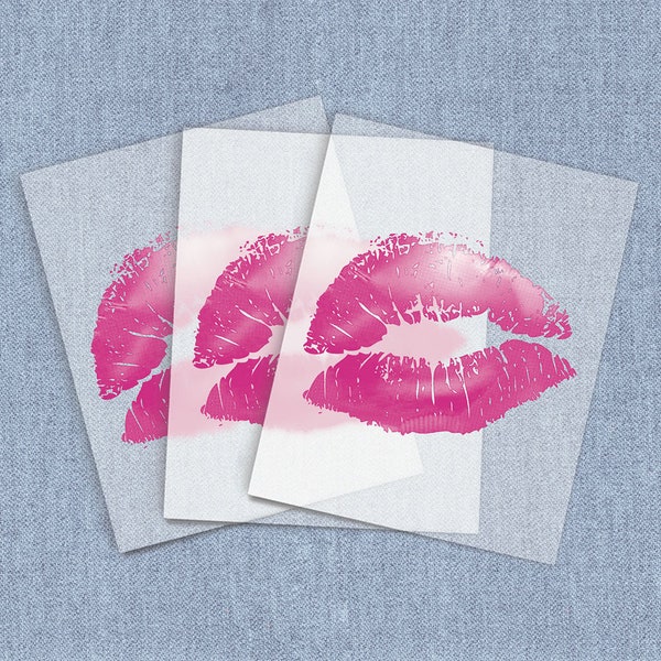 Pink Lips Direct-To-Film Transfers, Kiss DTF Heat Transfer, Iron-on Pop Culture, Home Iron Transfers, DIY Full Color Digital Craft Iron on