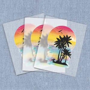 Beach Resort DTF Heat Transfer, Color of Summer Direct-To-Film Iron-on Transfer, Full Color Ready To Press Heat Transfers for T-shirts