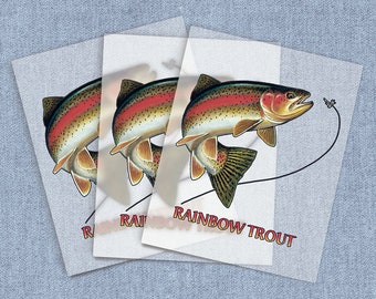 Rainbow Trout DTF Heat Transfer, Fishing Iron-on Transfer, Direct-To-Film Home Iron Full Color Transfers Ready To Press, Fish Craft Iron Ons