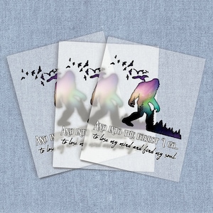 Into the Forest DTF Heat Transfer, Big Foot Iron-on Transfer, Direct-To-Film Home Iron Full Color Transfers Ready To Press, Craft Iron Ons