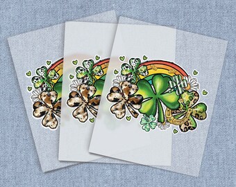 Lucky & Blessed DTF Heat Transfer, Shamrocks Iron-on Transfer, Direct-To-Film Home Iron Full Color Transfers Ready To Press, Craft Iron Ons