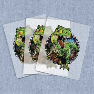 Kids DTF Heat Transfer, Dinosaurs Extreme Direct-To-Film Iron-on Transfer, Full Color Ready To Press Heat Transfers for T-shirts