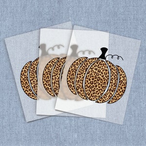 Pumpkin DTF Heat Transfer, Leopard Print Direct-To-Film Home Iron-on Transfers, Pattern, Fall Season Ready To Press Transfer, Craft Iron Ons