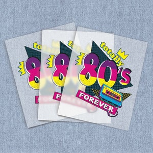 Totally 80&#39;s DTF Heat Transfer, Pop Culture Iron-on Transfer, Direct-To-Film Home Iron Full Color Transfers Ready To Press, Craft Iron Ons