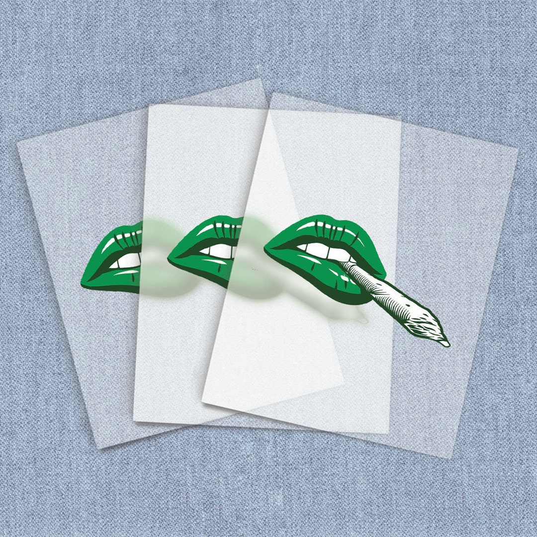 Green Lips Joint Ironon Heat Transfer, Marijuana DTF Transfers, Weed