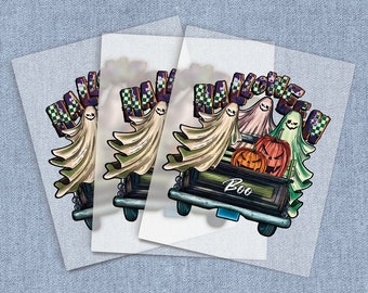 Ghost Truck DTF Heat Transfer, Halloween Iron-on Transfer, Direct-To-Film Home Iron Full Color Transfers Ready To Press, DIY Craft Iron Ons