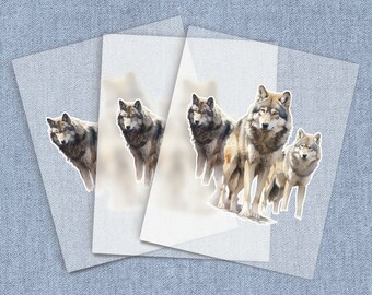 3 Wolves DTF Heat Transfer, Floral Iron-on Transfer, Direct-To-Film Home Iron Full Color Transfers Ready To Press, Craft Iron Ons