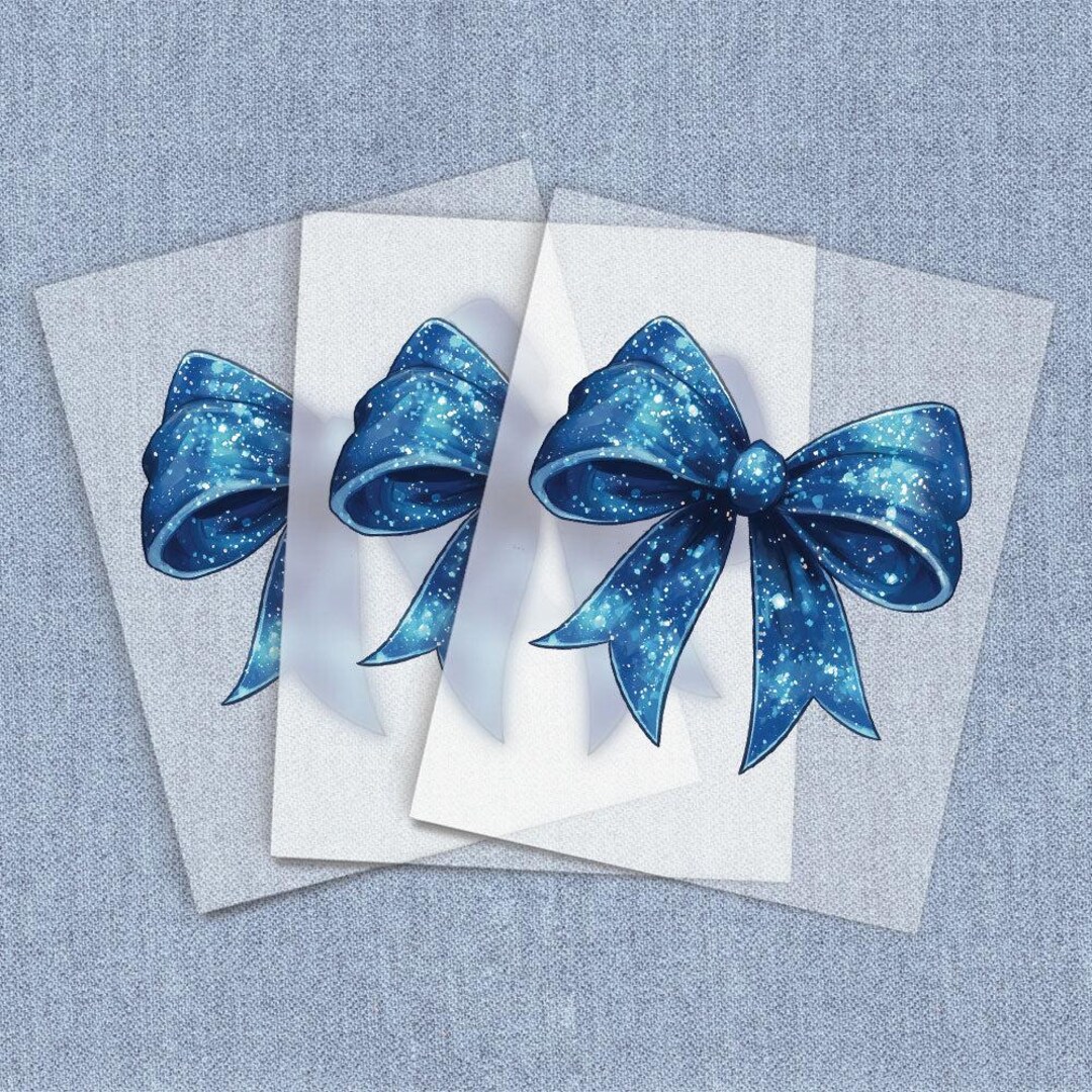 Blue Sparkle Coquette Bow, DTF Heat Transfer, Iron-on Transfer, Direct ...
