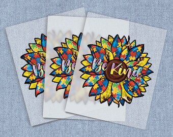 Be Kind Sunflower, DTF Heat Transfer, Iron-on Transfer, Direct-To-Film Home Iron Full Color Transfers Ready To Press, Craft Iron Ons