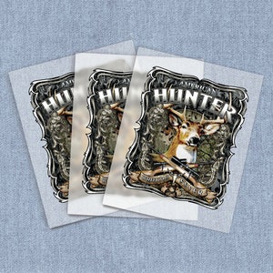 American Hunter DTF Heat Transfer, Deer Iron-on Transfer, Direct-To-Film Home Iron Full Color Transfers Ready To Press, DIY Craft Iron Ons