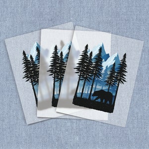Wildlife DTF Heat Transfer, Winter Bear Direct-To-Film Iron-on Transfer, Full Color Ready To Press Heat Transfers for T-shirts