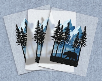 Wildlife DTF Heat Transfer, Winter Bear Direct-To-Film Iron-on Transfer, Full Color Ready To Press Heat Transfers for T-shirts