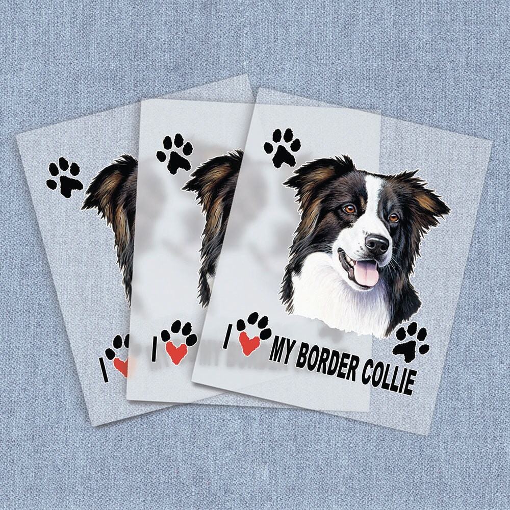 Border Collie DTF Heat Transfer, Iron-on Transfer, Animal Direct-To-Film Home Iron Full Color Transfers Ready To Press, Dog Craft Iron Ons