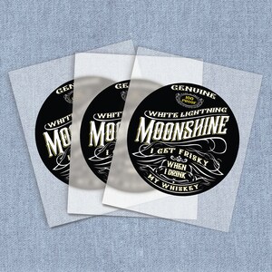 Frisky Whiskey Iron-on Heat Transfer, Moonshine DTF Transfers, Home Iron Alcohol Digital Craft Transfers, Full Color DIY Iron ons