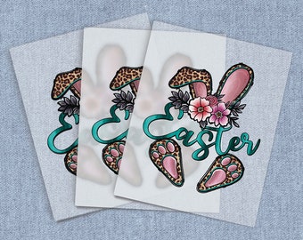 Bunny Ears and Rabbit Feet Iron-on Heat Transfer, Leopard Print DTF Transfers, Home Iron Digital Craft Transfers, Full Color DIY Iron ons