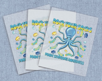 Rock Your Socks World Down Syndrome, DTF Heat Transfer, Iron-on Transfer, Direct-To-Film Home Iron Full Color Transfers Ready To Press