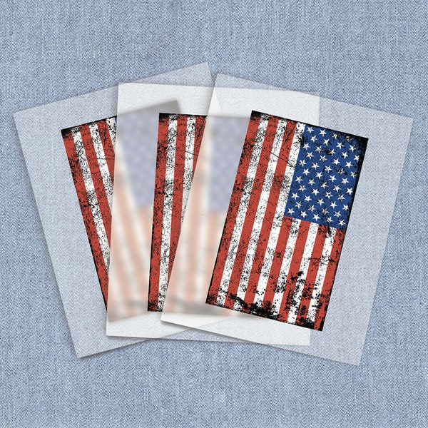 Grunge US Flag Iron-on Heat Transfer, American Pride DTF Transfers, Home Iron on America Digital Craft Transfers, Full Color DIY Iron ons
