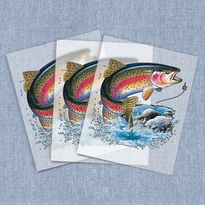 Fishing DTF Heat Transfer, Rainbow Trout Direct-To-Film Iron-on Transfer, Full Color Ready To Press Heat Transfers for T-shirts