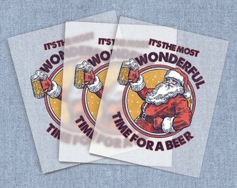 Time For A Beer DTF Heat Transfer, Holiday Iron-on Transfer, Direct-To-Film Home Iron Full Color Transfers Ready To Press, Craft Iron Ons