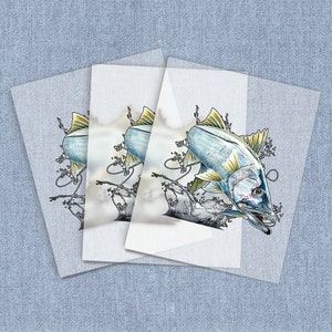 Jumping Snook Iron-on Heat Transfer,  Ocean Life DTF Transfers, Home Iron Fish  Digital Craft Transfers, Fiishing Full Color DIY Iron ons