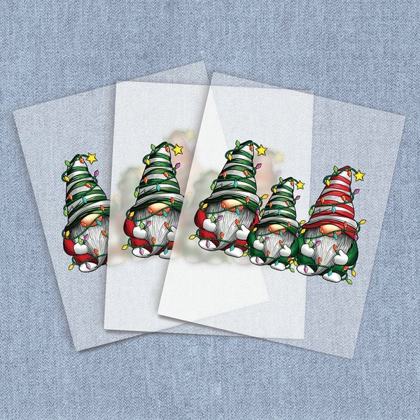 Christmas Gnomes Iron-on Heat Transfer, Holiday DTF Transfers, Seasonal Home Iron Digital Craft Transfers, Full Color DIY Iron ons