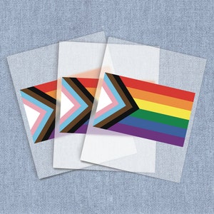 Progress Flag Iron-on Transfer, Pride DTF Digital Heat Transfer, Progress Pride Flag Direct-To-Film Home Iron On Heat Press Transfer
