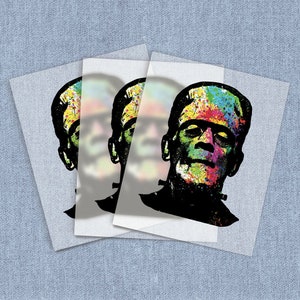 Technicolor Frankenstein DTF Heat Transfer, Iron-on Transfer, Direct-To-Film Home Iron Full Color Transfers Ready To Press, Craft Iron Ons