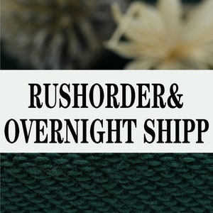 May include: Text on a white background that reads "Rushorder & Overnight Shipping". The background is a blurry image of a white flower.