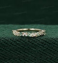Marquise moss agate wedding band 14K Rose gold wedding band women Half eternity diamond Matching Unique Bridal Stacking Promise gift for her