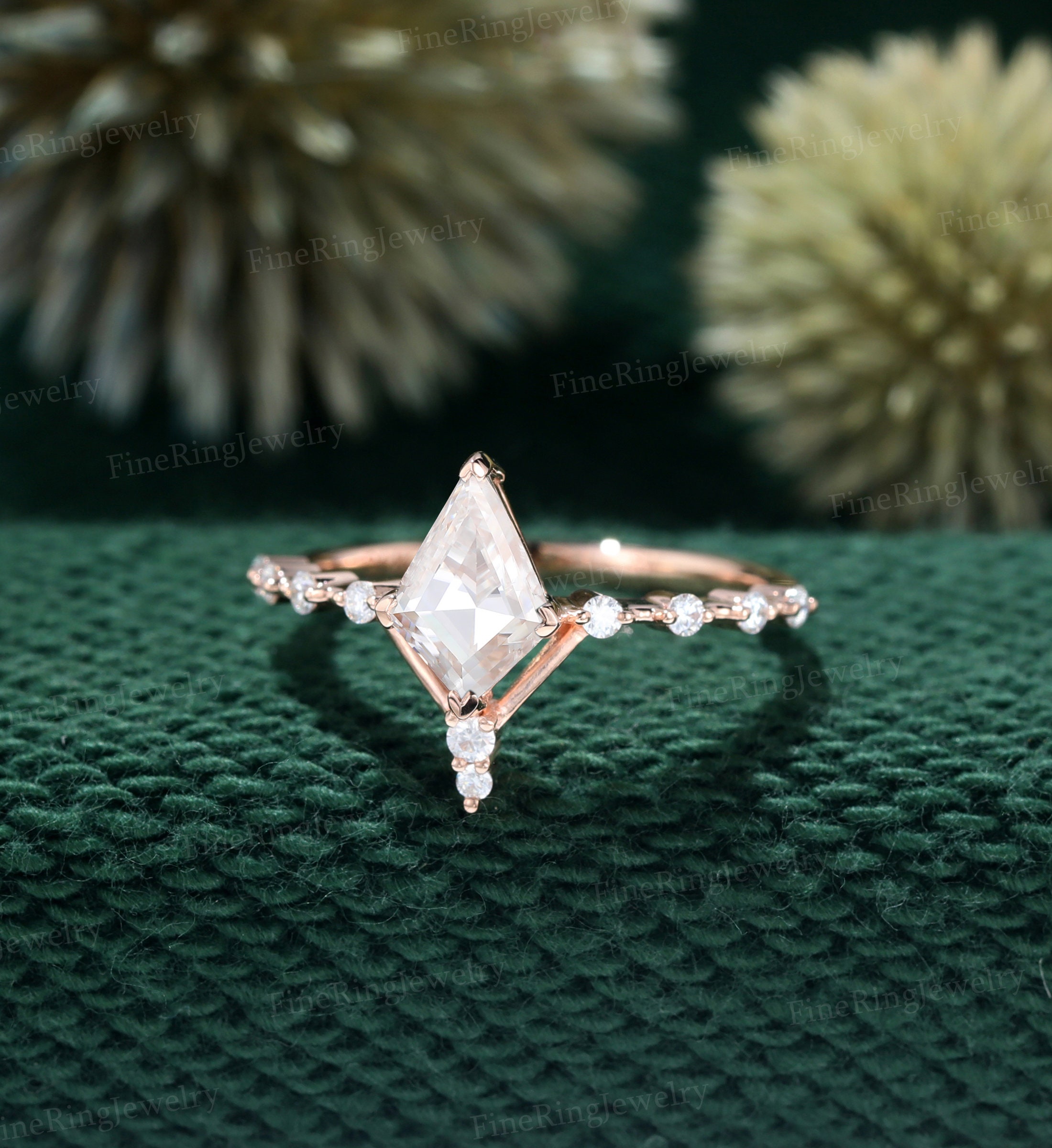 MOISSANITE ゴールドリング 18K RGP印刻 Moissanite 14k Yellow Gold Over Silver Engagement Ring 4.06