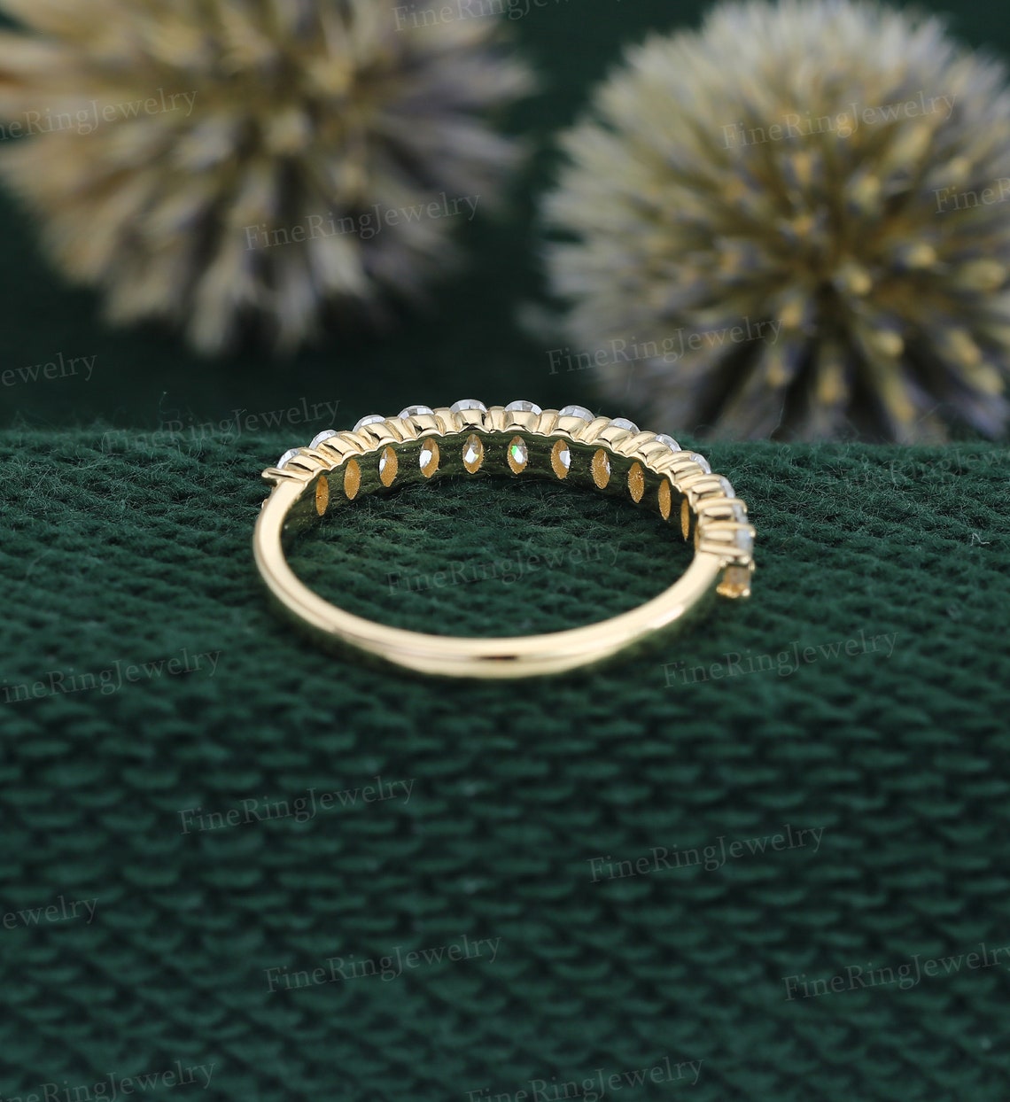 Unique Oval Cut Moissanite Wedding Band Women Half Eternity Band ...