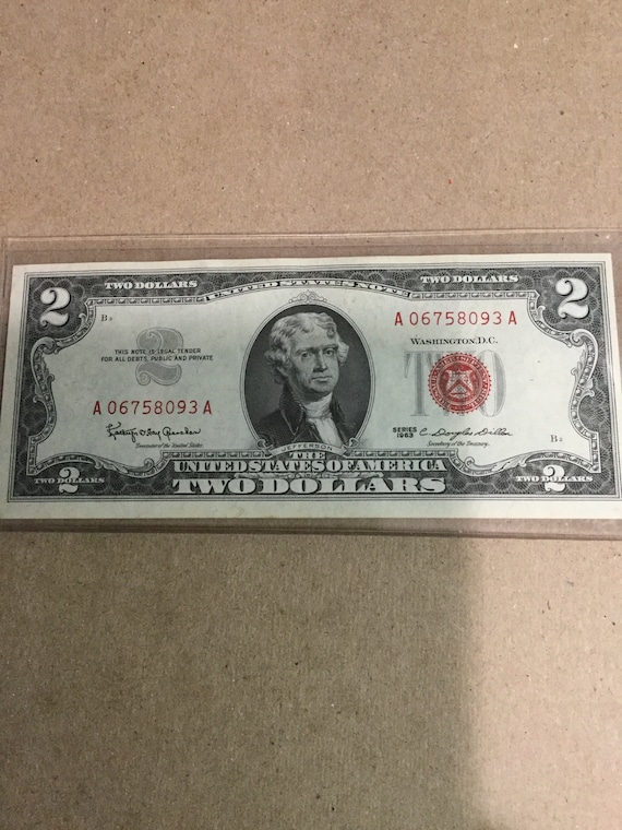 1963 Red Seal Two Dollar Bill MS 70 Etsy