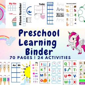 Personalized Preschool Learning Binder | Printable Busy Book | Homeschool Curriculum | Pre-K, Toddler, Kindergarten Activities Download