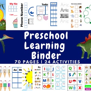 Personalized Preschool Learning Binder | Printable Busy Book | Homeschool Curriculum | Pre-K, Toddler, Kindergarten Activities Dinosaur