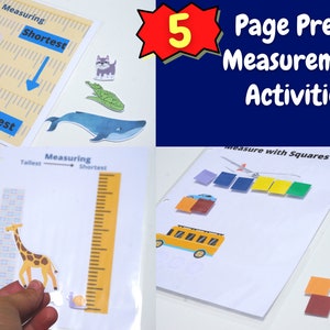 Pre-K Measurement Activity Printable for Busy Book | Preschool Science Binder | Toddler Math | I Can Measure and Compare for Learning Binder
