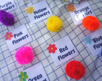 Utskrivbar aktivitet med låtsaslek i blomsteraffären | Växtenhet | Lekbaserad inlärning för förskola | Naturvetenskap för förskoleklass | Trädgårdstema | Färgsortering